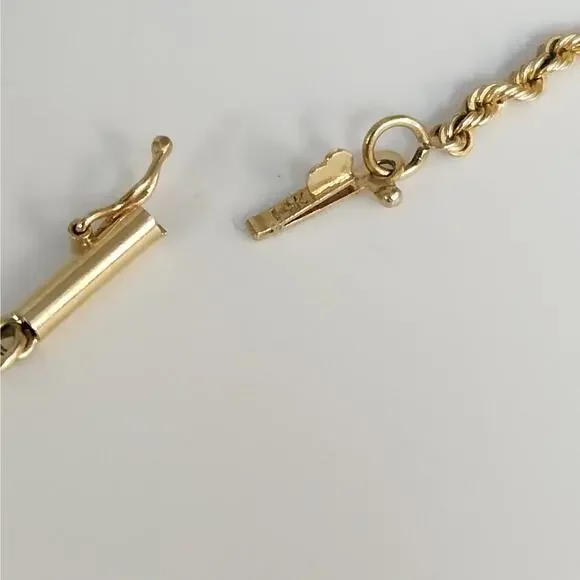 14k Yellow Gold Rope Chain Necklace 20in Classic Twist Link, Secure Barrel Clasp - Picture 11 of 11